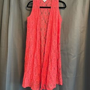 Lularoe Lace Joy coral pink color